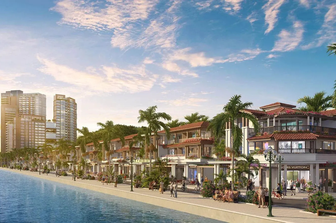 Sun Symphony Residence sở hữu kiến trúc hiện đại ven sông, kết hợp dãy shophouse thương mại, không gian đi bộ và cảnh quan mở, tạo nên điểm nhấn mới tại trung tâm Đà Nẵng