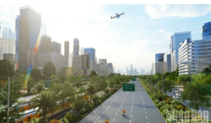 Hình ảnh mô phỏng trục giao thông hiện đại kết nối sân bay Gia Bình với Hà Nội, tạo động lực tăng trưởng mạnh cho Sun Bắc Ninh và bất động sản khu Đông Bắc Thủ đô.